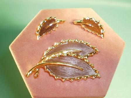 Sarah Coventry Pin & Earring Set – Wooded Beauty Sarah Coventry Pin & Earring Set – Wooded Beauty