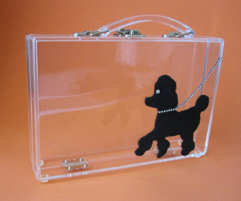 Vintage Clear 1950s Poodle Handbag, Small Box Purse or Small Case