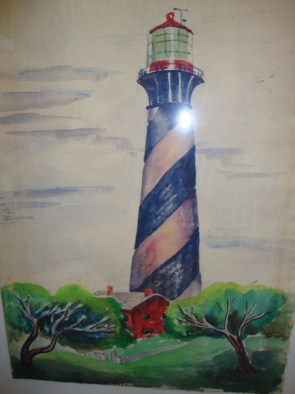 Original Florida Watercolor ~ Anastasia Lighthouse, St. Augustine ~ Simons, 1946 Original Florida Watercolor ~ Anastasia Lighthouse, St. Augustine ~ Simons, 1946