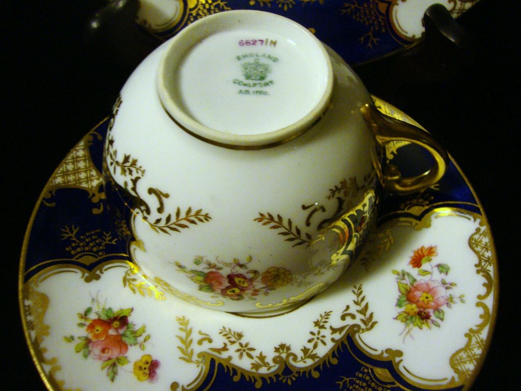 Coalport Cobalt "Batwing" Trio; Cup & Saucer, Bread & Butter Coalport Cobalt "Batwing" Trio; Cup & Saucer, Bread & Butter