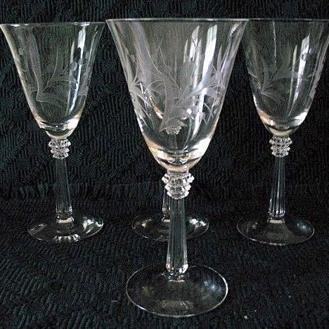 Fostoria 6 Cynthia Cut Crystal Water Goblets 8 oz. Fostoria 6 Cynthia Cut Crystal Water Goblets 8 oz.