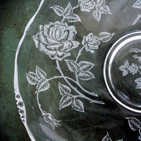 Extra Large Heisey Rose Shallow Bowl Waverly Blank Extra Large Heisey Rose Shallow Bowl Waverly Blank