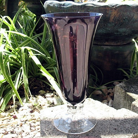 Elegant Fostoria Designer Vase 9.75 in. 1930s Amethyst Clear Elegant Fostoria Designer Vase 9.75 in. 1930s Amethyst Clear
