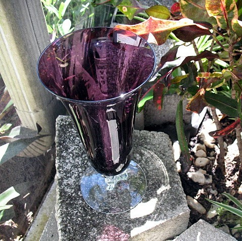 Elegant Fostoria Designer Vase 9.75 in. 1930s Amethyst Clear Elegant Fostoria Designer Vase 9.75 in. 1930s Amethyst Clear