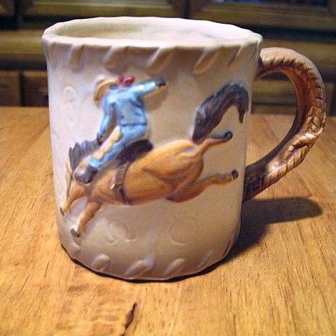 Otagiri Rodeo Cowboy Mugs Ceramic Set 6 Otagiri Rodeo Cowboy Mugs Ceramic Set 6