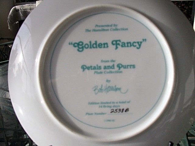 Petals and Purrs 1988 Bob Harrison Golden Fancy Collector Plate Petals and Purrs 1988 Bob Harrison Golden Fancy Collector Plate