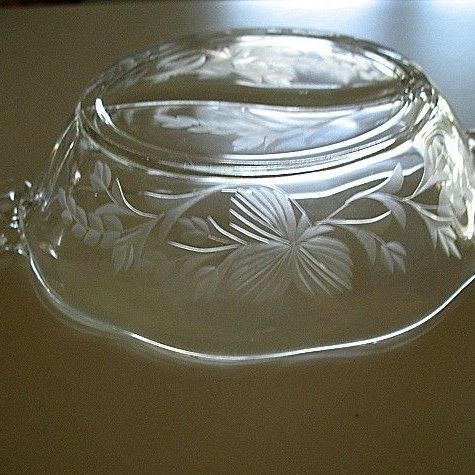 Two Part Divided Dish Arvida Cutting Fostoria 1930s Two Part Divided Dish Arvida Cutting Fostoria 1930s