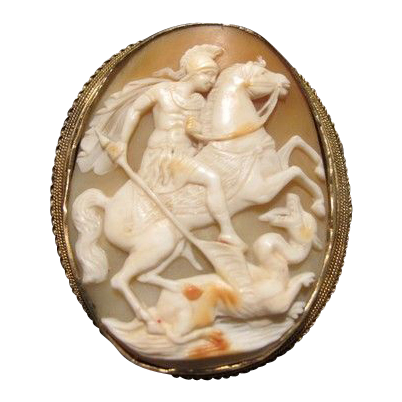 Antique and rare gilded silver Shell Cameo brooch dated at about 1900 Antique and rare gilded silver Shell Cameo brooch dated at about 1900