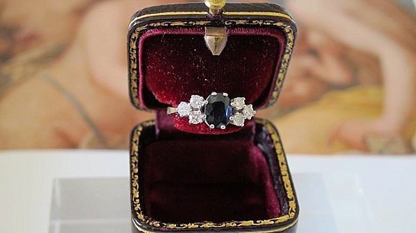 Sapphire and Diamond ring ,set in 14 karat white gold Sapphire and Diamond ring ,set in 14 karat white gold