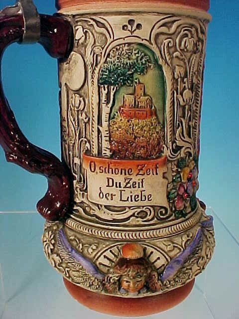 Vintage ORIGINAL THEWALT Lidded German Beer Stein "O' schöne Zeit, du Zeit der Liebe" / Loving Couple Tyrolean Vintage ORIGINAL THEWALT Lidded German Beer Stein "O' schöne Zeit, du Zeit der Liebe" / Loving Couple Tyrolean