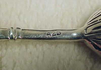 STERLING SILVER Salt Spoon Floral Art Deco Marked .925 STERLING SILVER Salt Spoon Floral Art Deco Marked .925