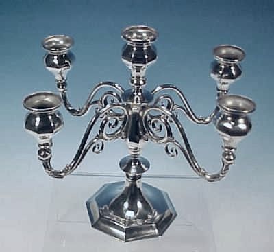 Antique BEACON SILVER CO. Quadruple Silverplate Candelabra Candelabrum Four Arms Five Lights Antique BEACON SILVER CO. Quadruple Silverplate Candelabra Candelabrum Four Arms Five Lights