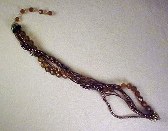 Retro Multi-Strand Chunky Beaded 14" Choker Necklace - Browns, Topaz and Metallic Burgundy Retro Multi-Strand Chunky Beaded 14" Choker Necklace - Browns, Topaz and Metallic Burgundy