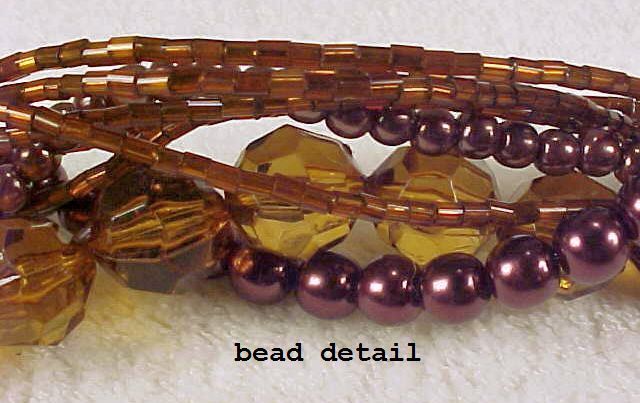 Retro Multi-Strand Chunky Beaded 14" Choker Necklace - Browns, Topaz and Metallic Burgundy Retro Multi-Strand Chunky Beaded 14" Choker Necklace - Browns, Topaz and Metallic Burgundy