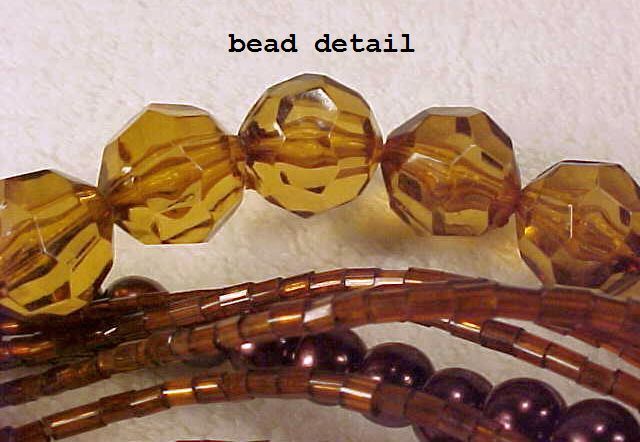 Retro Multi-Strand Chunky Beaded 14" Choker Necklace - Browns, Topaz and Metallic Burgundy Retro Multi-Strand Chunky Beaded 14" Choker Necklace - Browns, Topaz and Metallic Burgundy