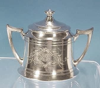 Antique F. B. ROGERS SILVER CO. Quadruple Silverplate Covered Sugar Bowl & Creamer Set - Monogram Antique F. B. ROGERS SILVER CO. Quadruple Silverplate Covered Sugar Bowl & Creamer Set - Monogram