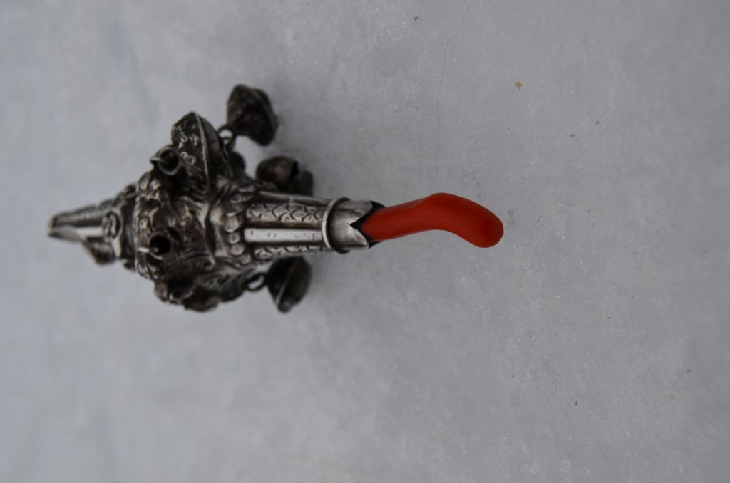 Fabulous and Early! Silver baby rattle coral and bells Fabulous and Early! Silver baby rattle coral and bells