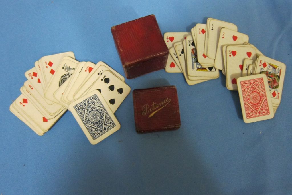 Minature Patience Playing Cards in box Minature Patience Playing Cards in box