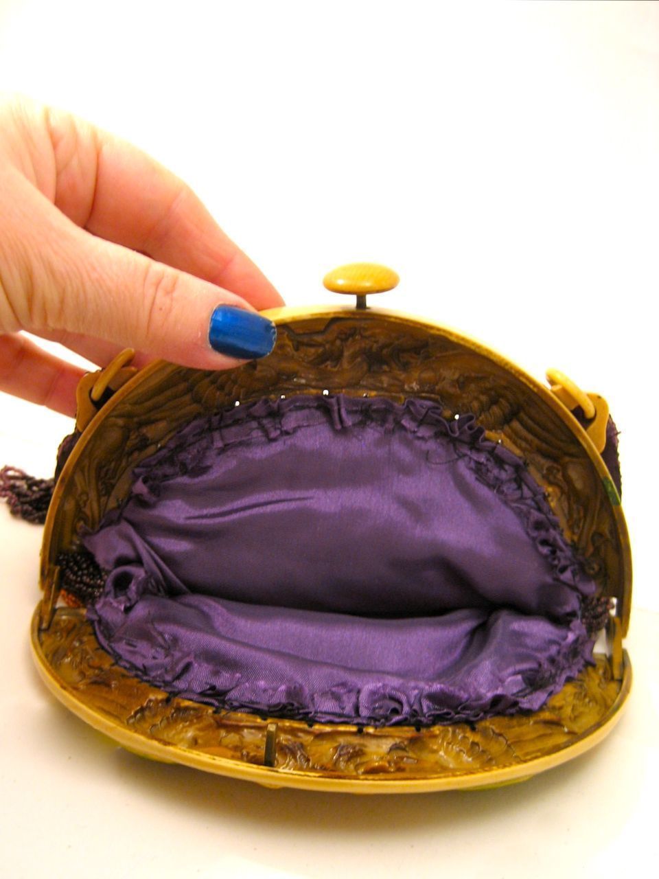 Vintage Beaded Purse Celluloid Phoenix Frame & Bag Handbag Vintage Beaded Purse Celluloid Phoenix Frame & Bag Handbag