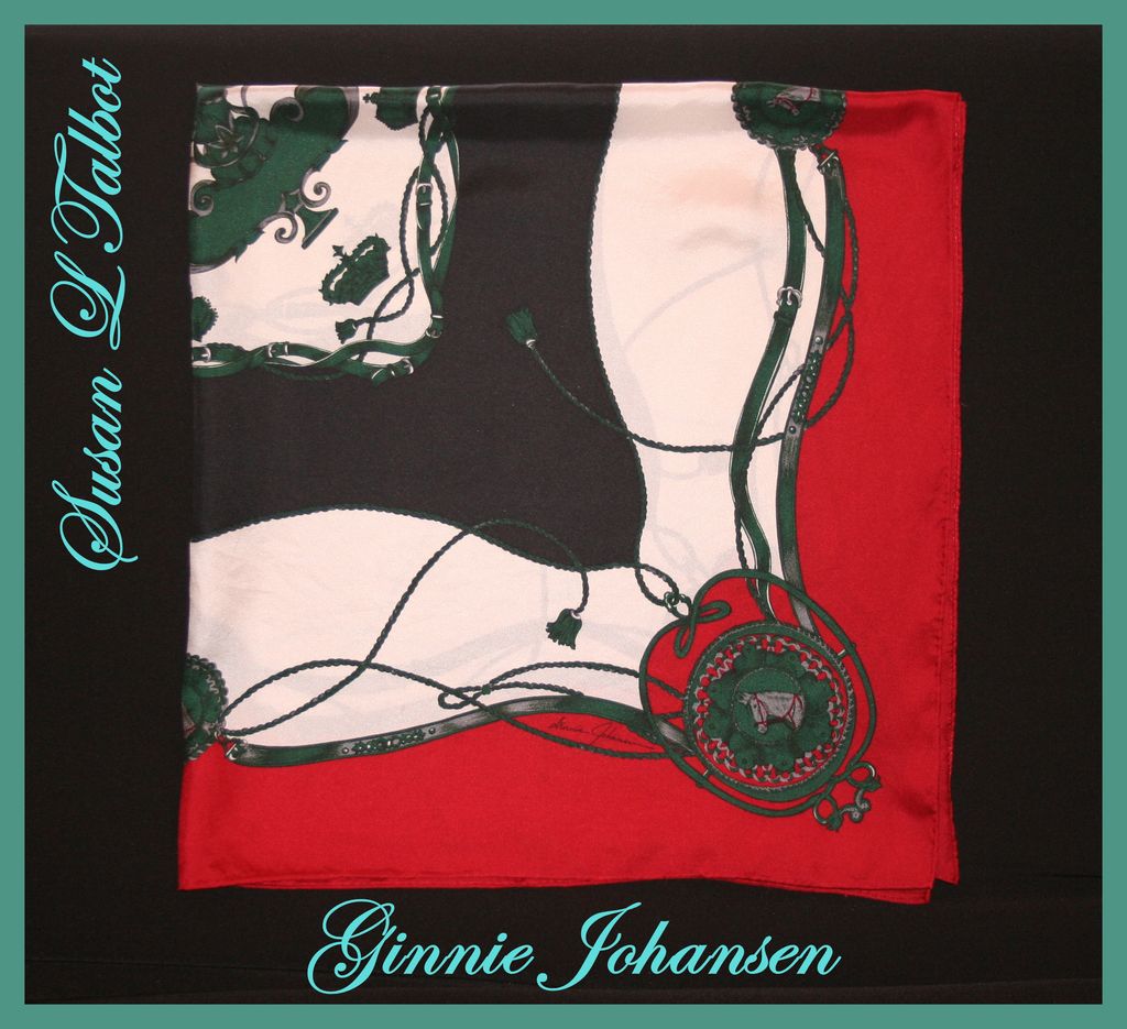 Beautiful Vintage 1980's Ginnie Johansen Equestrian Themed Scarf Beautiful Vintage 1980's Ginnie Johansen Equestrian Themed Scarf