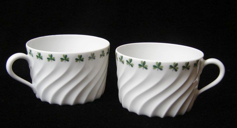 Reduced-Vintage Haviland Limoges France Cup and Saucer Sets, Shamrock Reduced-Vintage Haviland Limoges France Cup and Saucer Sets, Shamrock