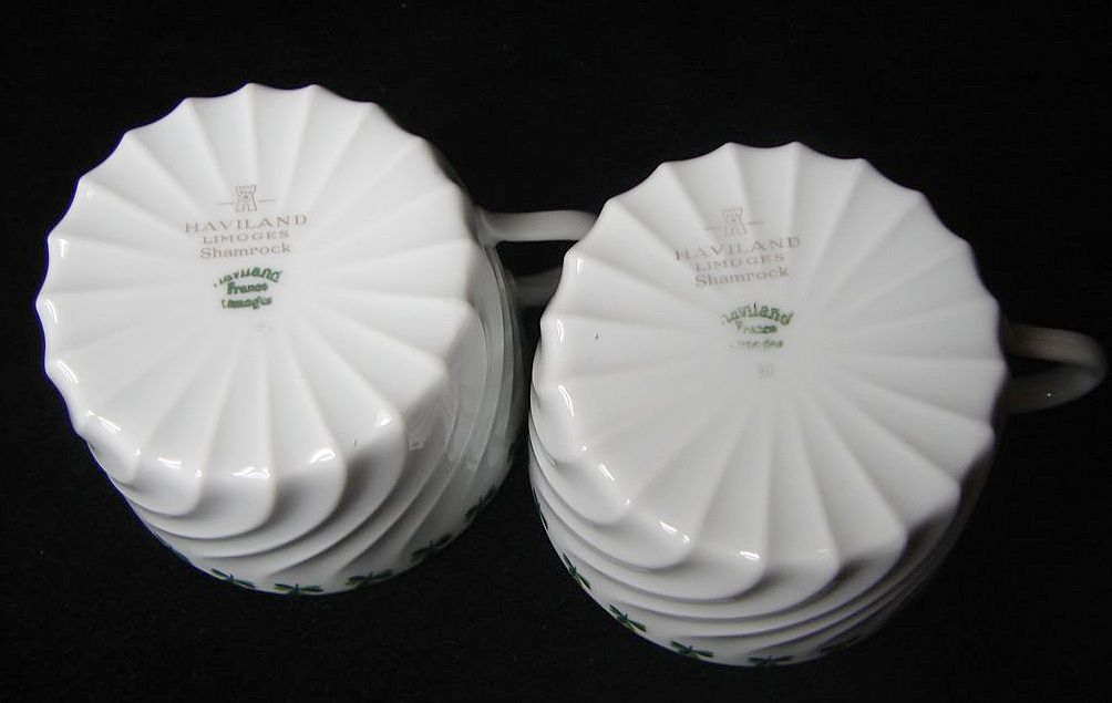 Reduced-Vintage Haviland Limoges France Cup and Saucer Sets, Shamrock Reduced-Vintage Haviland Limoges France Cup and Saucer Sets, Shamrock
