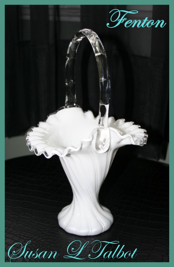 Beautiful Vintage Fenton Silver Crest 11 Inch.Basket-Rare Beautiful Vintage Fenton Silver Crest 11 Inch.Basket-Rare