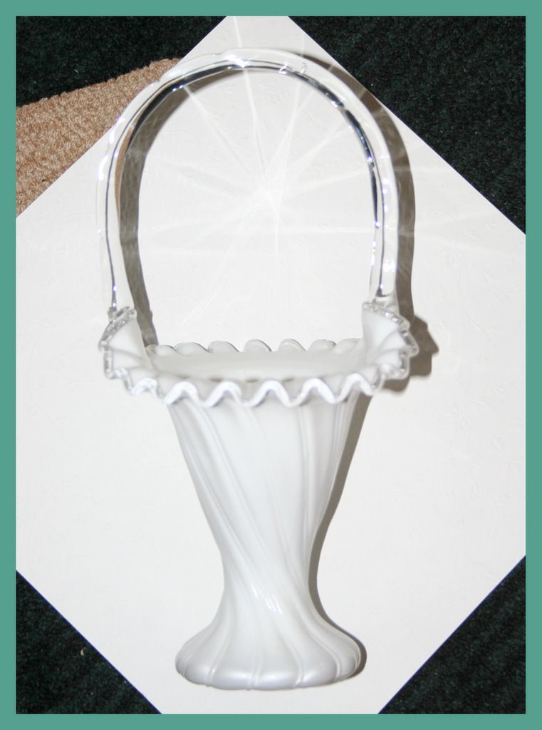 Beautiful Vintage Fenton Silver Crest 11 Inch.Basket-Rare Beautiful Vintage Fenton Silver Crest 11 Inch.Basket-Rare