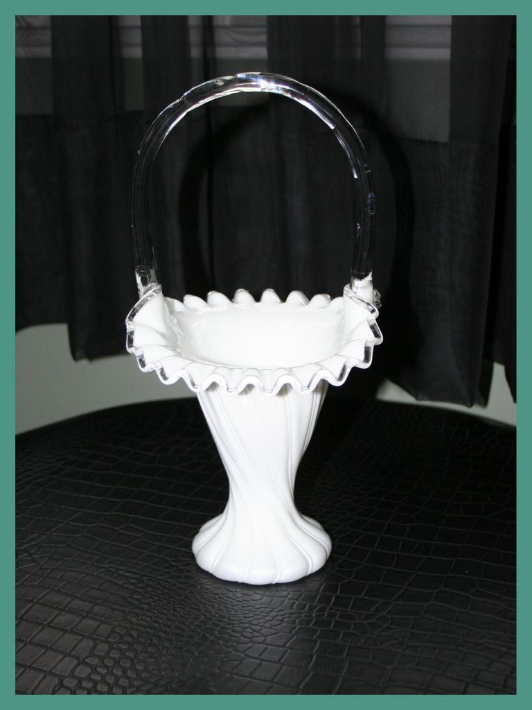 Beautiful Vintage Fenton Silver Crest 11 Inch.Basket-Rare Beautiful Vintage Fenton Silver Crest 11 Inch.Basket-Rare