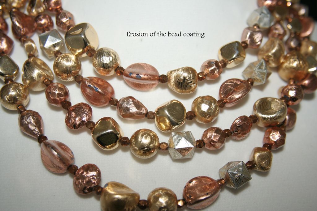 50% Off - Hattie Carnegie Four Strand Necklace, Metallic Coated Beads in Goldtone and Coppertone 50% Off - Hattie Carnegie Four Strand Necklace, Metallic Coated Beads in Goldtone and Coppertone