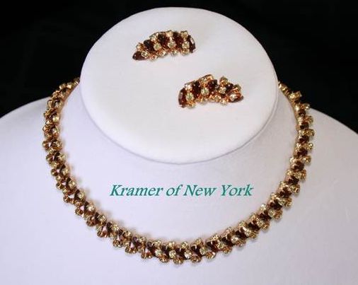 Dazzling Vintage Kramer of New York Demi Parure - Necklace & Earrings Dazzling Vintage Kramer of New York Demi Parure - Necklace & Earrings