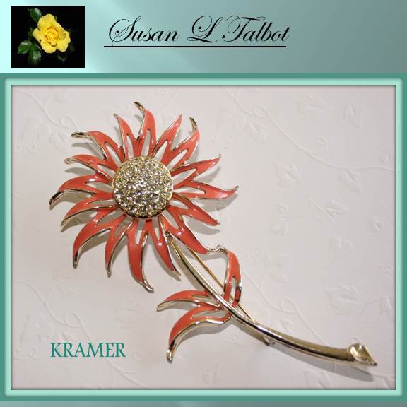 Vintage Kramer Rhinestone and Enamel Brooch Vintage Kramer Rhinestone and Enamel Brooch