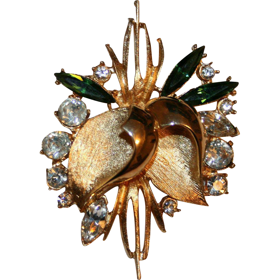 Vintage Pell Brooch - Goldtone and Rhinestone Vintage Pell Brooch - Goldtone and Rhinestone