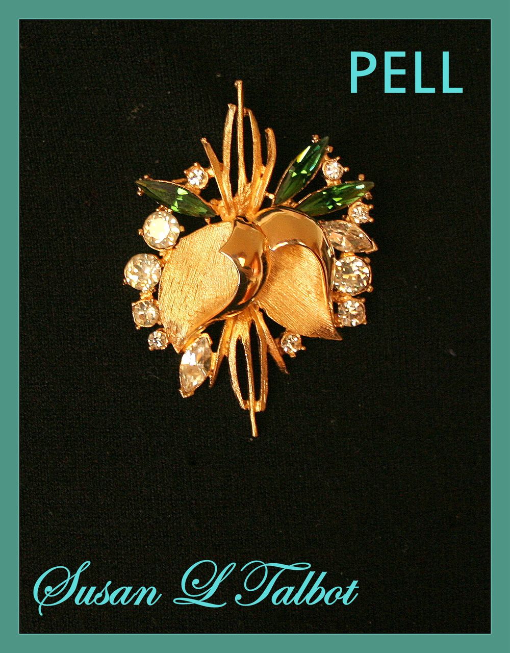 Vintage Pell Brooch - Goldtone and Rhinestone Vintage Pell Brooch - Goldtone and Rhinestone