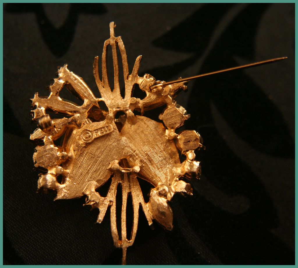 Vintage Pell Brooch - Goldtone and Rhinestone Vintage Pell Brooch - Goldtone and Rhinestone