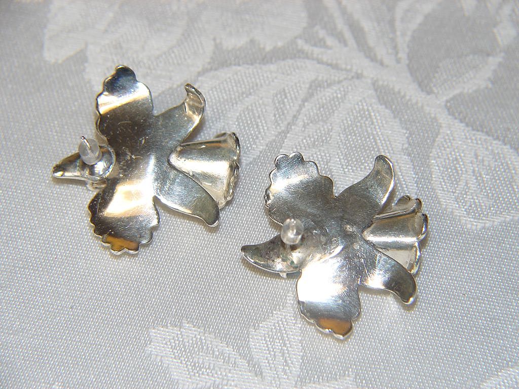 Sterling Plated and Blue Topaz Lily Pierced Earrings Sterling Plated and Blue Topaz Lily Pierced Earrings