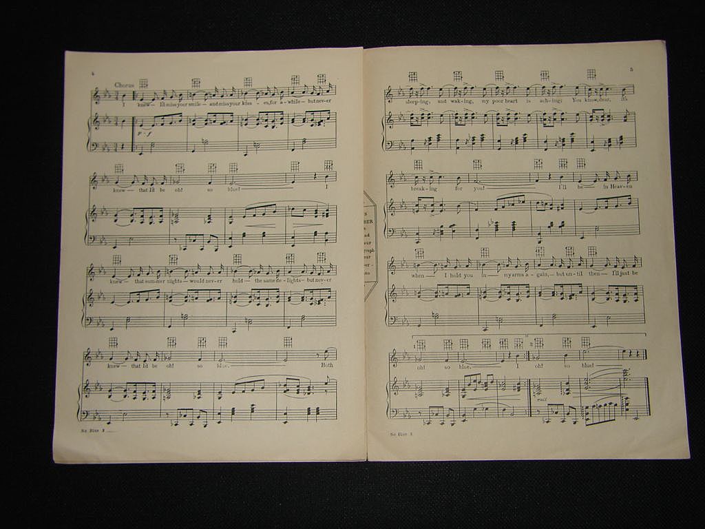 Vintage Sheet Music from 1927 "So Blue" Vintage Sheet Music from 1927 "So Blue"