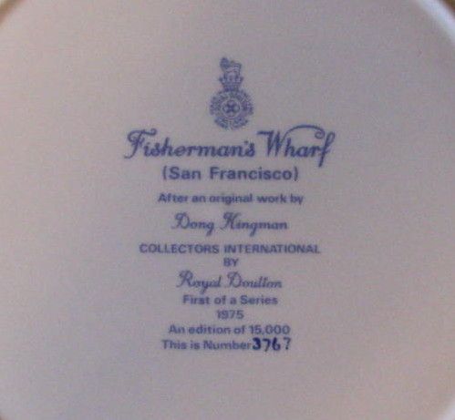 Vintage Dong Kingman & Royal Doulton Series-Ware, Fisherman's Wharf Collectible Plate Vintage Dong Kingman & Royal Doulton Series-Ware, Fisherman's Wharf Collectible Plate