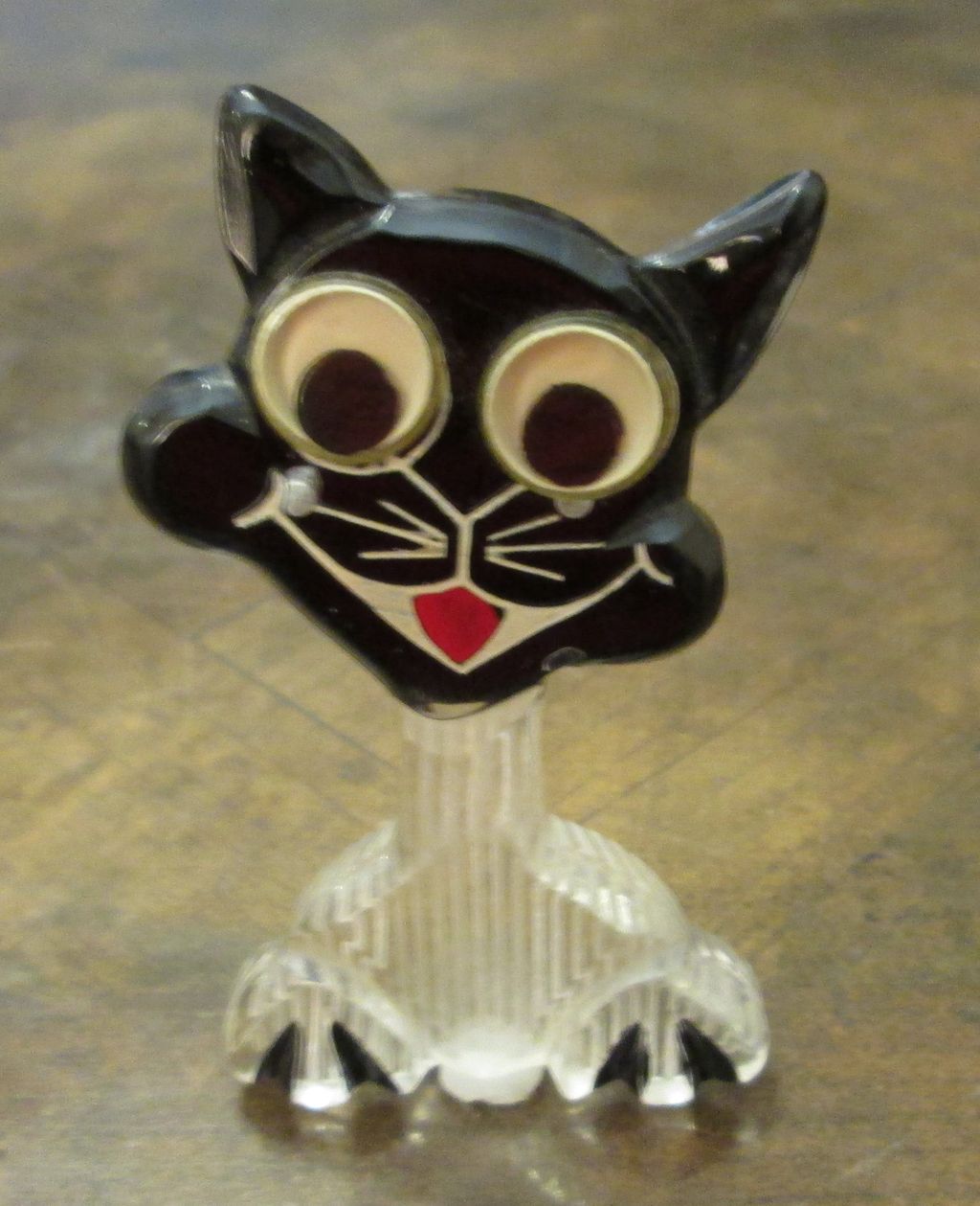 Vintage Bakelite And Lucite Google Eye Cat Brooch, Circa 1940 Vintage Bakelite And Lucite Google Eye Cat Brooch, Circa 1940