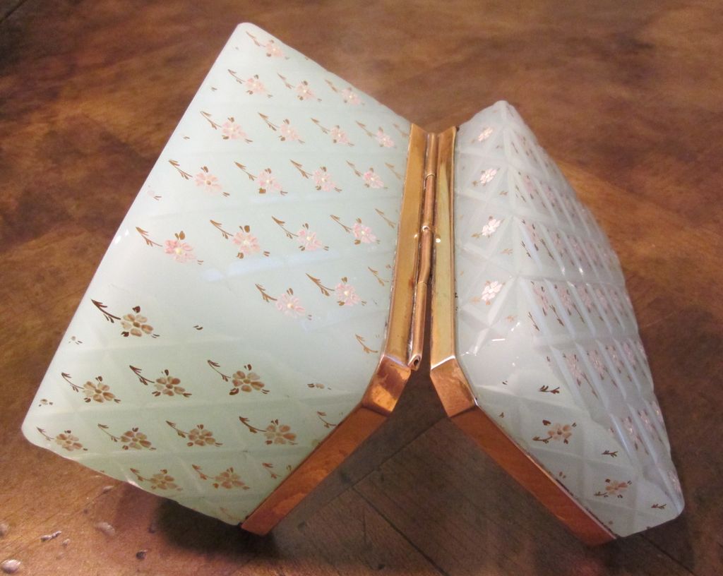 Antique Seafoam Green Opaline Hinged Box, Circa 1900 Antique Seafoam Green Opaline Hinged Box, Circa 1900