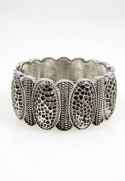 Burnished Silver Textured Hinge Bangle Bracelet Burnished Silver Textured Hinge Bangle Bracelet
