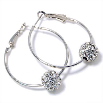 Very Fashionable Crystal Ball Hoop Earrings Very Fashionable Crystal Ball Hoop Earrings