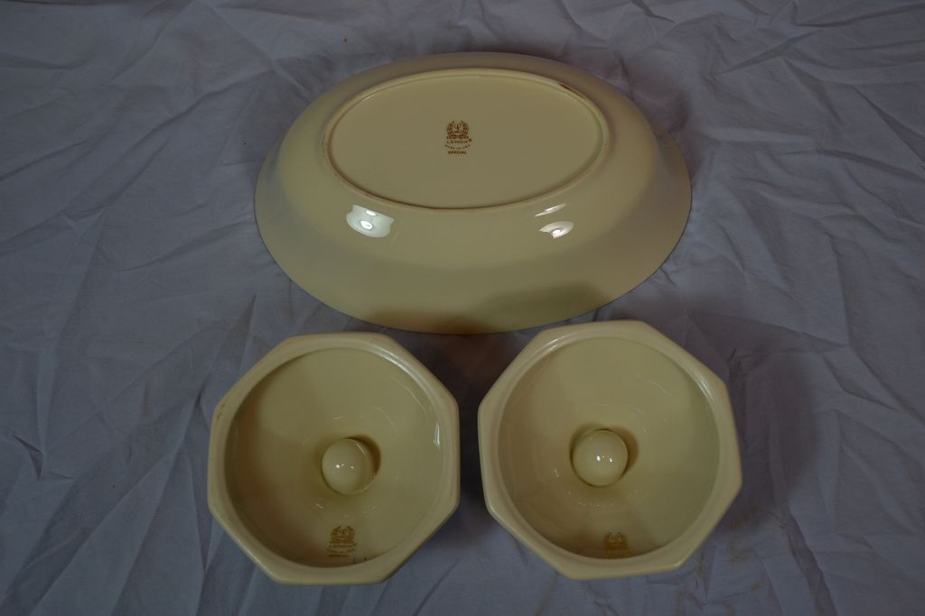 Lenox Candle Holders and Serving Bowl-Holly Pattern Lenox Candle Holders and Serving Bowl-Holly Pattern