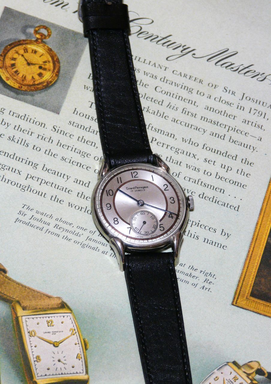 Elegant Large 1940s Men's Girard Perregaux Fancy Lugs Manual Wind Movement Elegant Large 1940s Men's Girard Perregaux Fancy Lugs Manual Wind Movement