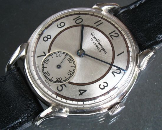 Elegant Large 1940s Men's Girard Perregaux Fancy Lugs Manual Wind Movement Elegant Large 1940s Men's Girard Perregaux Fancy Lugs Manual Wind Movement