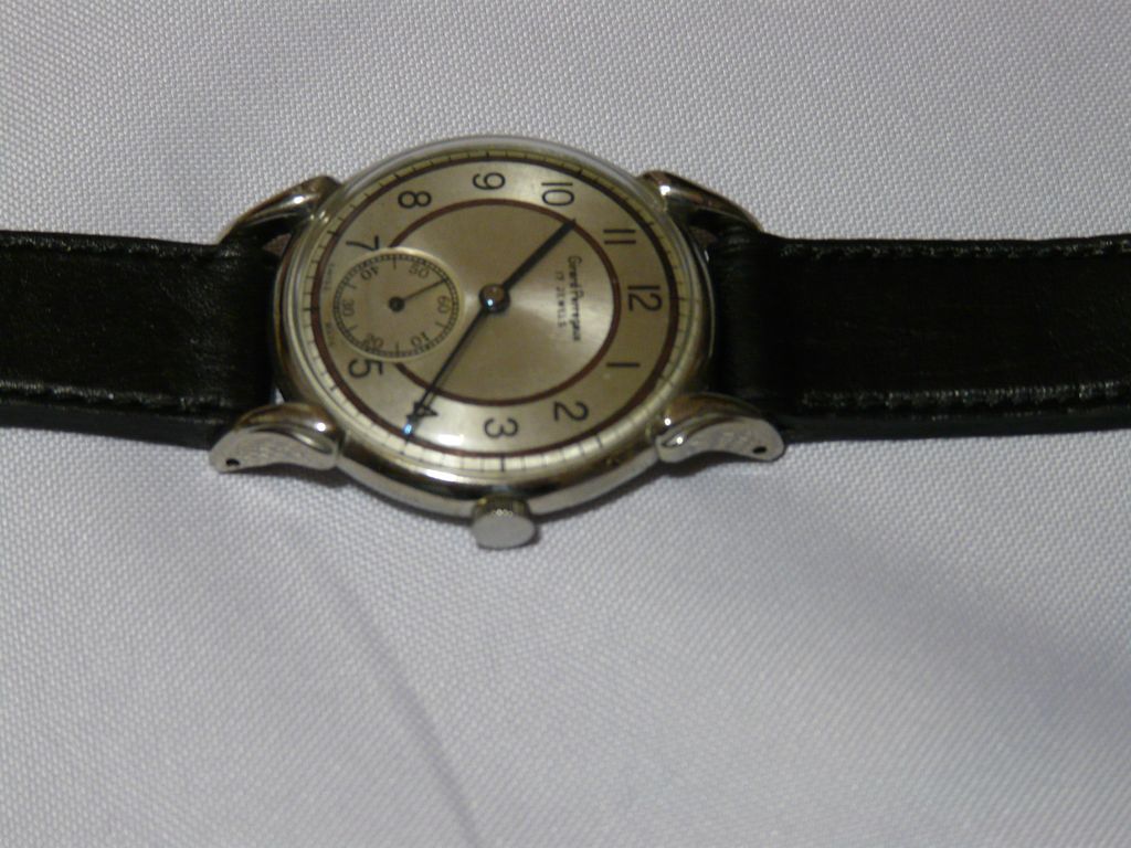 Elegant Large 1940s Men's Girard Perregaux Fancy Lugs Manual Wind Movement Elegant Large 1940s Men's Girard Perregaux Fancy Lugs Manual Wind Movement