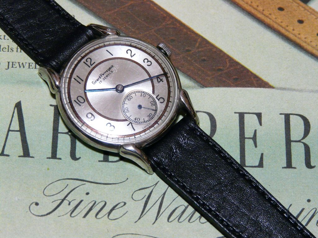 Elegant Large 1940s Men's Girard Perregaux Fancy Lugs Manual Wind Movement Elegant Large 1940s Men's Girard Perregaux Fancy Lugs Manual Wind Movement