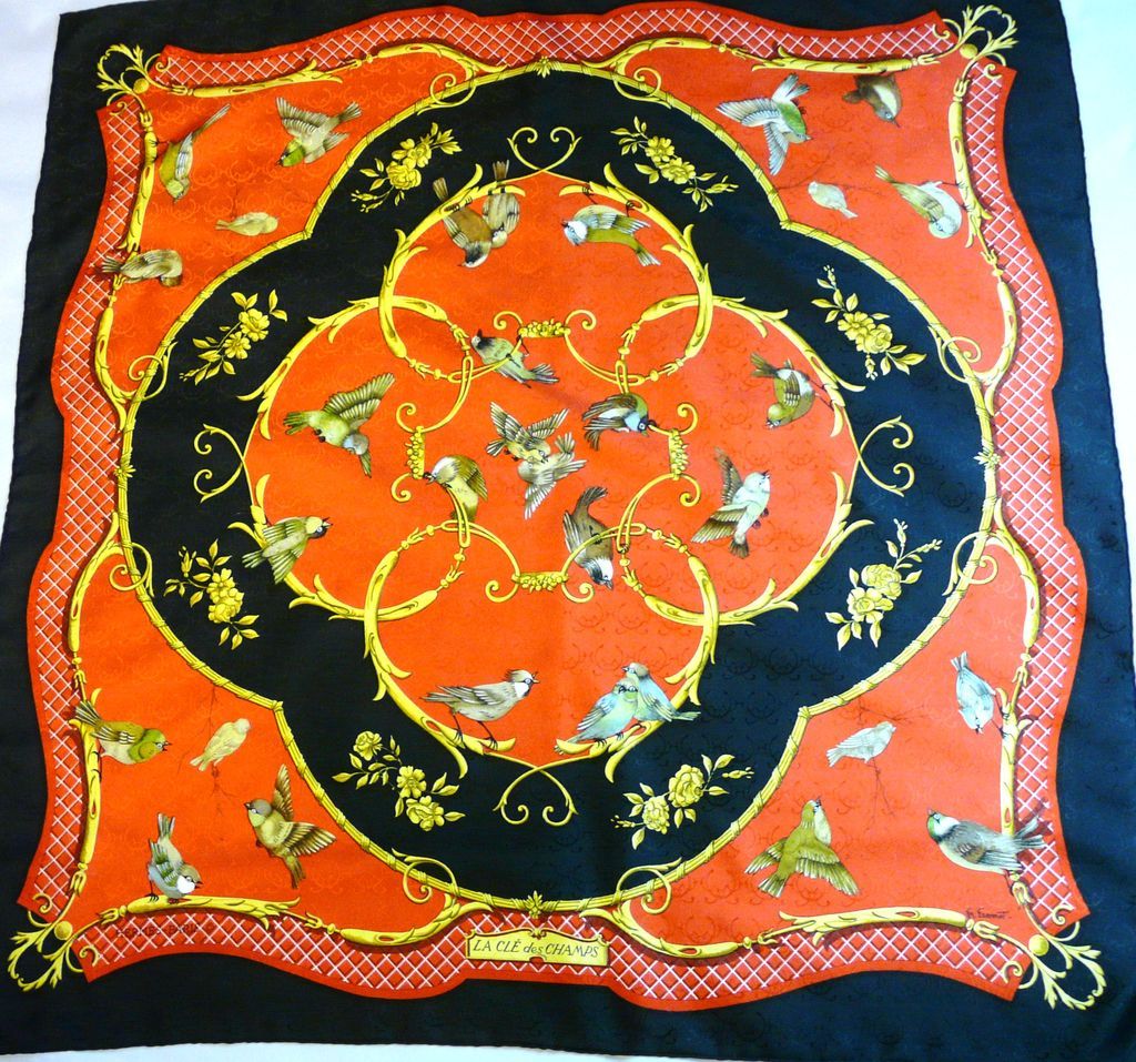 Authentic Vintage Hermes Silk Jacquard Scarf La Cle Des Champs by Francoise Faconnet - RARE Authentic Vintage Hermes Silk Jacquard Scarf La Cle Des Champs by Francoise Faconnet - RARE