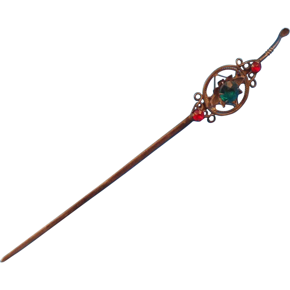 ... Sterling Silver Paste Gem Kanzashi Hairpin from rapunzels on Ruby Lane