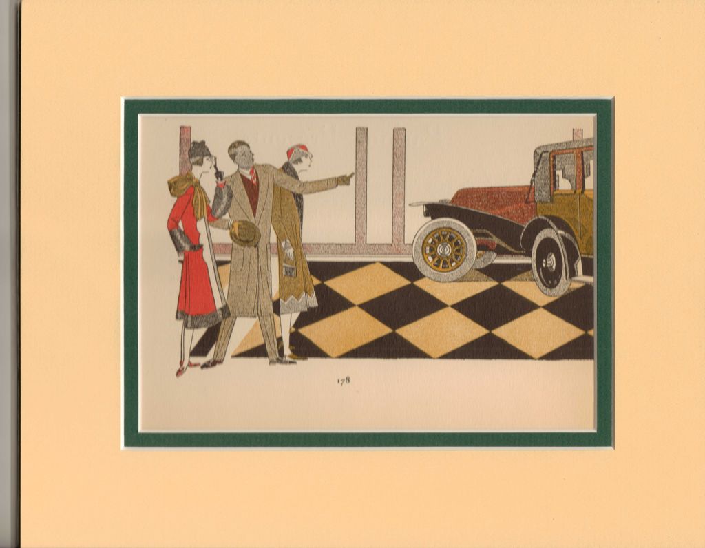 Glamorous French Art Deco Pochoir Print - "Farewell", signed, 1920's Glamorous French Art Deco Pochoir Print - "Farewell", signed, 1920's